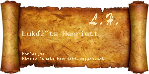 Lukáts Henriett névjegykártya